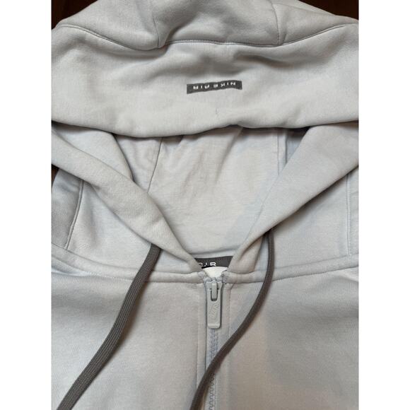 Nike Air Hoodie Womens Small Gray Full Zip Cropped Fleece Swoosh DQ6579-043 - Picture 3 of 9